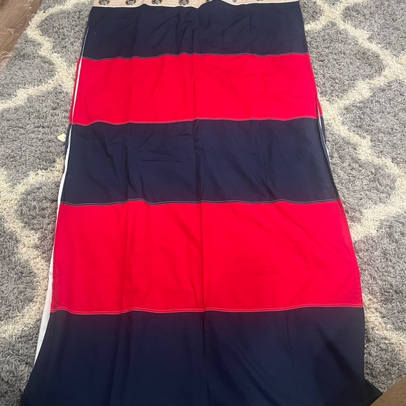 Pottery Barn kids, Red and Blue color block “rugby”Curtains, set of 2 83” long - Picture 2 of 5